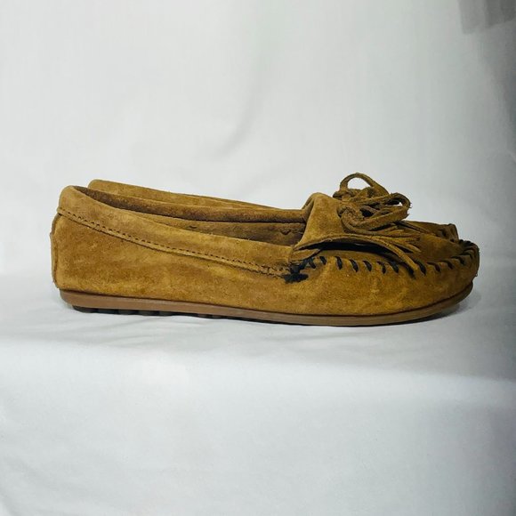 Minnetonka Kilty hardsole fringe slip-on Brown 6.5 - Picture 4 of 9